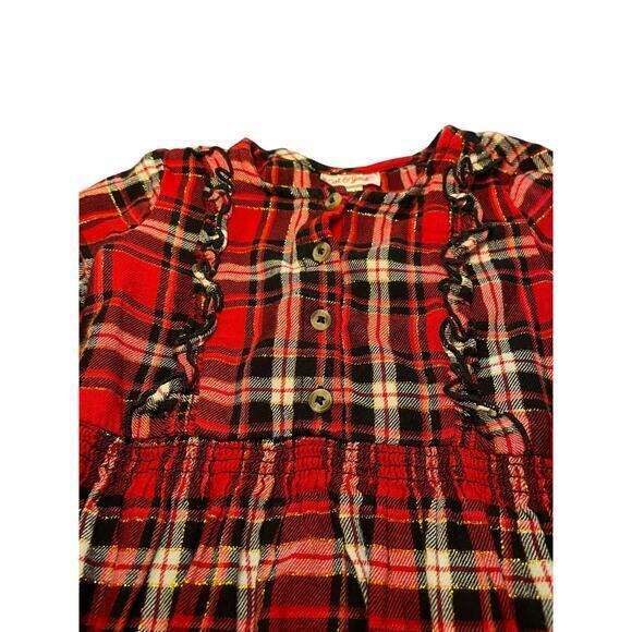 Cat & Jack Plaid Flannel Dress Red, Black & Metallic Gold Thread Toddler Girl 5T - Picture 3 of 8